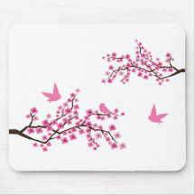 Oiseaux et tapis de souris de fleurs de cerisier