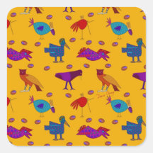 Oiseaux - faucons pourpres abstraits et poulets bl autocollant