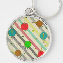 Oiseaux géniaux Keychain rayé Porte-clef