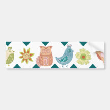 Oiseaux lunatiques mignons de fleurs de hiboux de  autocollant pour voiture