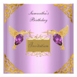 Oiseaux mauve de bijou d'or d'invitation