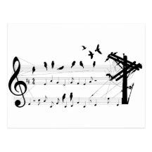 Oiseaux sur une carte postale de score