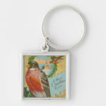 Oiseaux vintages de Noël Porte-clés
