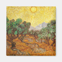 Oliviers ciel jaune et Sun (F710) de Van Gogh Magnets Pour Réfrigérateur