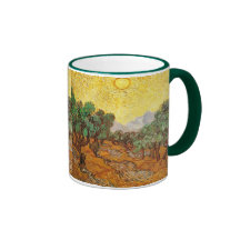 Oliviers ciel jaune et Sun (F710) de Van Gogh Mug À Café