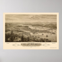 Olympia, carte panoramique de WA - 1879 Posters