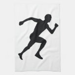 Ombre noire de silhouette de coureur serviettes éponge