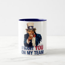Oncle Sam Barack Obama je vous veux sur mon équipe Tasse