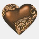 Or brun chocolat du rouleau W de coeur Autocollants