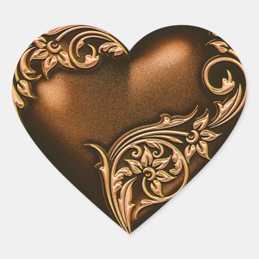 Or brun chocolat du rouleau W de coeur Autocollants