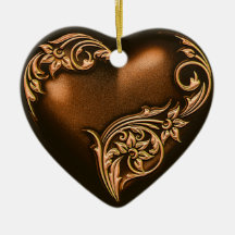 Or brun chocolat du rouleau W de coeur Décorations Pour Sapins De Noël