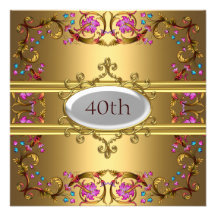 Or de fleur de fête d'anniversaire d'or faire-part personnalisé