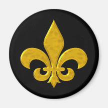 Or de Fluer De Lis Hammered Aimant Pour Réfrigérateur