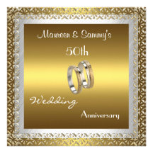 Or de mariage d'anniversaire d'invitation cinquant