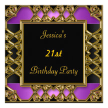 Or de pourpre de noir de fête d'anniversaire invitation