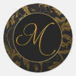 Or du monogramme M et joint noir de mariage damass Adhésifs