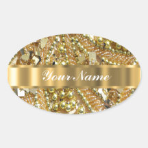 Or élégant bling stickers ovales
