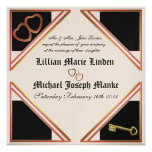 Or élégant et faire-part de mariage noir de coeur