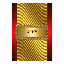 Or et barre rouge Mitzvah RSVP d'art déco Invitations Personnalisées