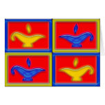 Or et carte bleue de Diwali de lampes