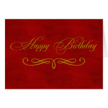Or et carte en cuir rouge de joyeux anniversaire d