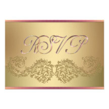 Or et cartes roses de la damassé RSVP Cartons D'invitation