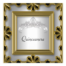 Or et chrome de fête d'anniversaire de Quinceanera Carton D'invitation