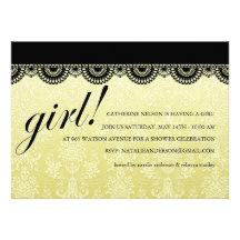 Or et invitation noir de baby shower de filles de 