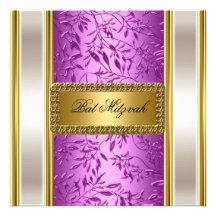 Or et invitation pourpre de bat mitzvah d'art déco