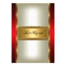Or et invitation rouge de bat mitzvah