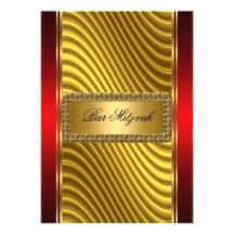 Or et invitation rouge de Mitzvah de barre