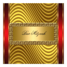Or et invitation rouge de Mitzvah de barre d'art d