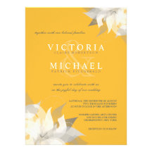 Or et invitations florales blanches de mariage