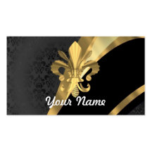 Or fleur de lys sur le noir carte de visite