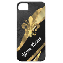 Or fleur de lys sur le noir coque iPhone 5 Case-Mate