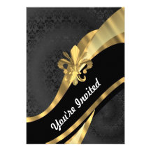 Or fleur de lys sur le noir faire-part