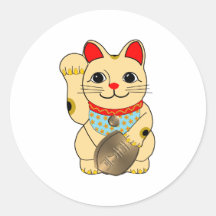 Or Maneki Neko Adhésif Rond