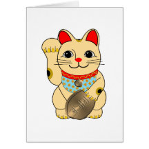 Or Maneki Neko Cartes De Vœux
