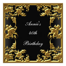 Or noir élégant d'invitation d'anniversaire de cha