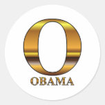 Or O pour Barack Obama Autocollant Rond