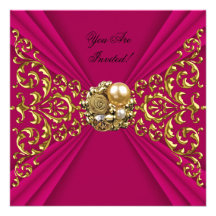 Or rouge rose-foncé élégant toutes les occasions cartons d'invitation
