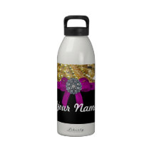Or scintillant et noir bouteille d'eau réutilisable