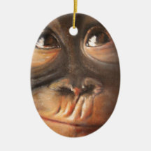 Orang-outan de sourire de peinture à l'huile de si décoration de noël