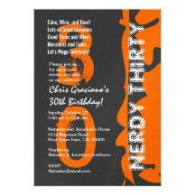 Orange blanche noire ringarde W817 de trente anniv Cartons D'invitation Personnalisés
