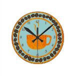 Orange et Teal de café de la tasse O Pendule