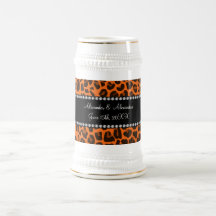 Orange leopard print wedding favors mugs