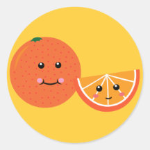 Orange mignonne adhésif rond