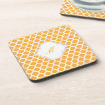 Orange Moroccan Pattern w/ Monogram Cork Coasters