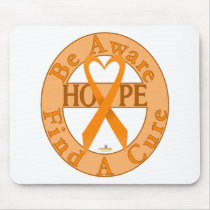 OrangeHeartRibbonBeAwareFindCureLight tapis de souris