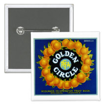 Oranges d'or de cercle badges avec agrafe
